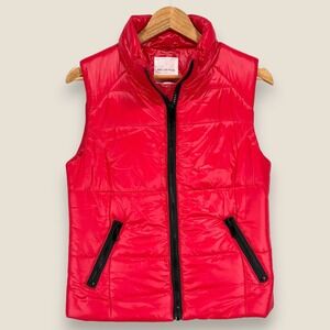 Avec Les Filles Puffer Vest Women Medium Pink Black Insulated Full Zip Pockets